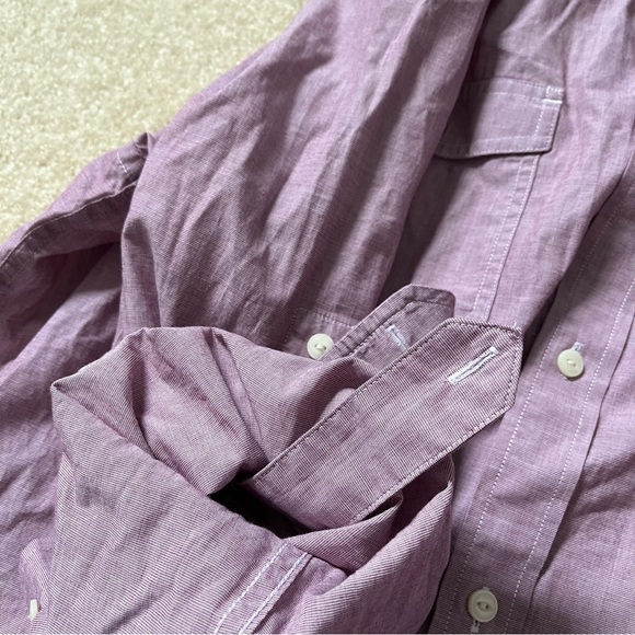 Banana Republic Factory Long Sleeve Palomino Check Button Up Shirt Mens XL Red - Picture 5 of 8